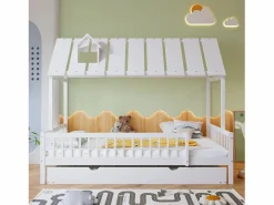 ModernLuxe Cama infantil 120x200 cm con cama nido 120x190 cm - en madera de pino y MDF - Blanco Hot