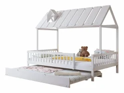 ModernLuxe Cama infantil 120x200 cm con cama nido 120x190 cm - en madera de pino y MDF - Blanco Hot