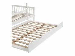 ModernLuxe Cama infantil 120x200 cm con cama nido 120x190 cm - en madera de pino y MDF - Blanco Hot