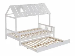 ModernLuxe Cama infantil 120x200 cm con cama nido 120x190 cm - en madera de pino y MDF - Blanco Hot