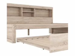 Cama infantil 90x200 cm con estantería, cama nido 90x190 cm, MDF natural, sin colchón^Hauss Spole Hot