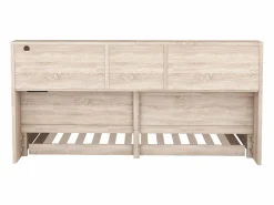 Cama infantil 90x200 cm con estantería, cama nido 90x190 cm, MDF natural, sin colchón^Hauss Spole Hot