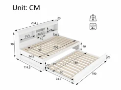 Hauss Spole Cama Nido|Cama infantil 90x200 cm con estantería, cama nido 90x190 cm, MDF , sin colchón