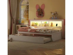 Hauss Spole Cama Nido|Cama infantil 90x200 cm con estantería, cama nido 90x190 cm, MDF , sin colchón
