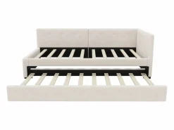 Hauss Spole Cama Nido|Cama infantil 90x200 cm con litera de 90x190 cm en terciopelo, sommier de tablas y sin colchón,