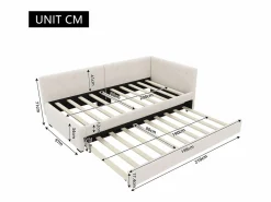 Hauss Spole Cama Nido|Cama infantil 90x200 cm con litera de 90x190 cm en terciopelo, sommier de tablas y sin colchón,