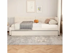 Hauss Spole Cama Nido|Cama infantil 90x200 cm con litera de 90x190 cm en terciopelo, sommier de tablas y sin colchón,