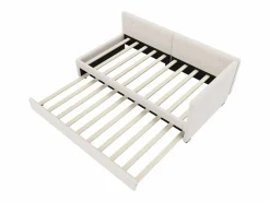 Hauss Spole Cama Nido|Cama infantil 90x200 cm con litera de 90x190 cm en terciopelo, sommier de tablas y sin colchón,