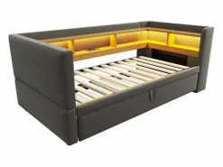Hauss Spole Cama Nido|Cama infantil 90/180x190 cm en franela, cama nido tipo sofá con LED y USB, sin colchón