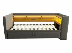 Hauss Spole Cama Nido|Cama infantil 90/180x190 cm en franela, cama nido tipo sofá con LED y USB, sin colchón