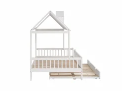 Cama Montessori|Cama infantil 120x200cm cama casa estilo juego función nido madera para habitación infantil (Sin colchón)