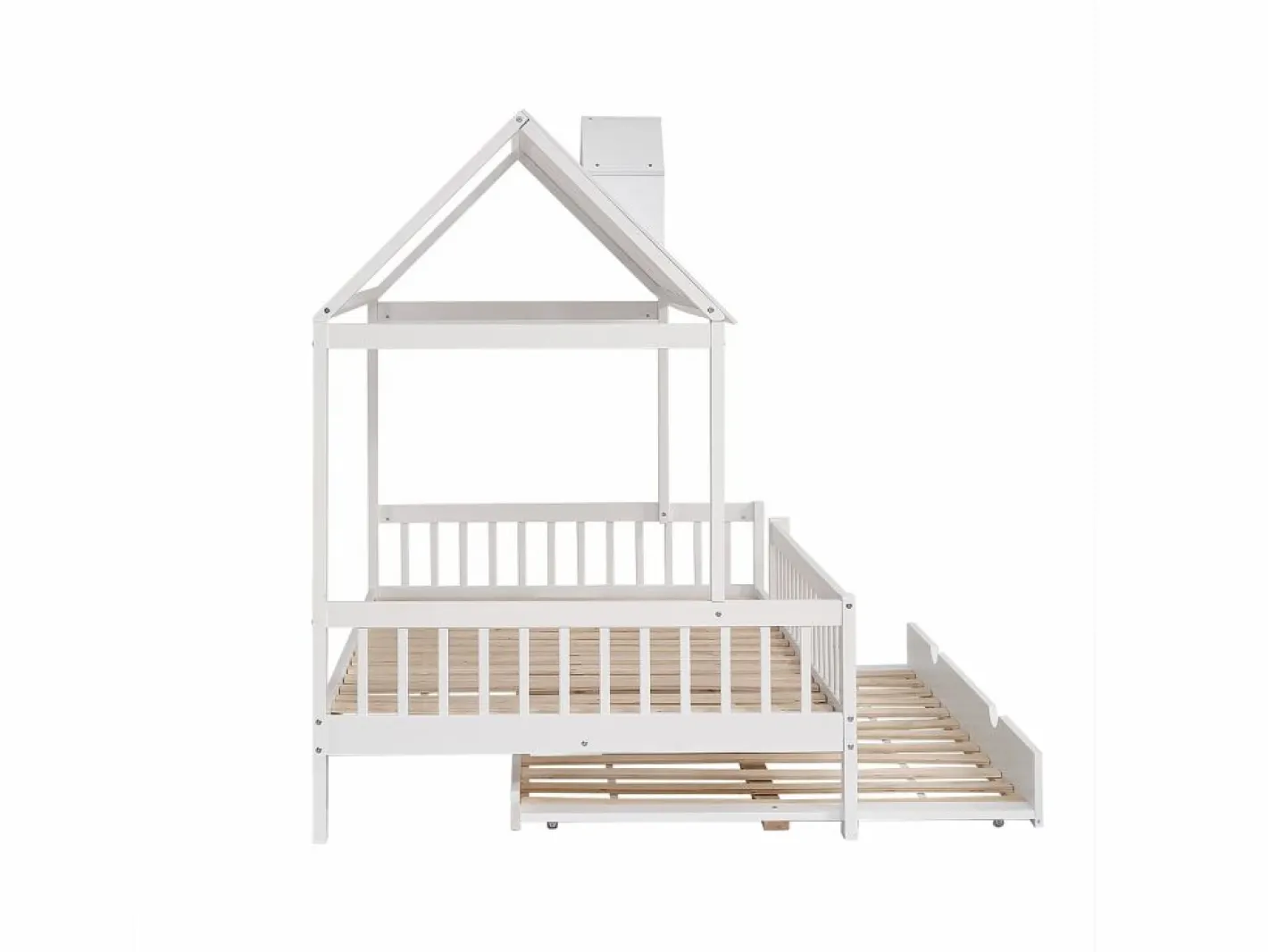Cama Montessori|Cama infantil 120x200cm cama casa estilo juego función nido madera para habitación infantil (Sin colchón)