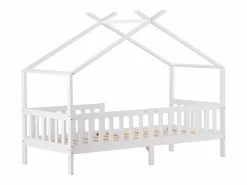 Cama infantil 90x200cm cama casita estilo moderno barreras de seguridad gran capacidad madera habitación (Sin colchón)^ Online