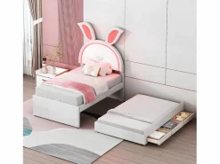 ModernLuxe Cama Nido|Cama infantil 90x200cm en terciopelo - cama nido con 3 cajones y luces LED de colores -