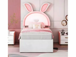 ModernLuxe Cama Nido|Cama infantil 90x200cm en terciopelo - cama nido con 3 cajones y luces LED de colores -