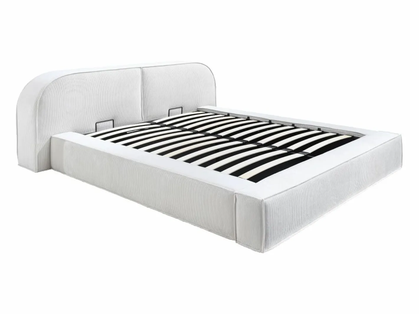 Cama king size con almacenaje de 180 x 200 cm en pana color - LIRABA de^Maison Céphy