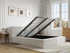 Maison Céphy Cama king size con canapé 180 x 200 cm en pana color + colchón - LIRABA by Crema Online