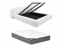 Maison Céphy Cama king size con canapé 180 x 200 cm en pana color + colchón - LIRABA by Crema Online