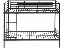 Vente-unique Cama litera 2 x 90 x 190 cm metal con somieres y colchón. DUOTIS II Negro Outlet