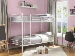 Vente-unique Cama Litera|Cama litera 2 x 90 x 190 cm metal con somieres y colchón. DUOTIS II