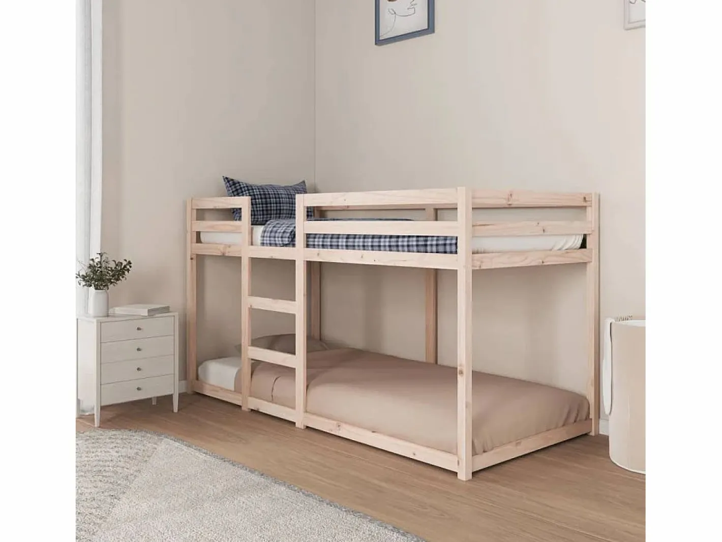 vidaxl Cama Litera|Cama litera sin colchón madera maciza de pino 90x200 cm