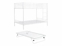 Vente-unique Cama literas 2 x 90 x 190 cm con somieres y cama nido - DUOTIS Blanco Outlet