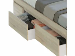Cama matrimonio c/4 cajones inferior Color Roble Canadian 37x156x196 cm^ Hot