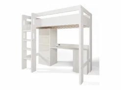 Cama mezzanine de 90x200 cm - con escalera de seguridad de 4 peldaños - con mesa - con estante - con barreras de seguridad - (sin colchón)^ModernLuxe Sale