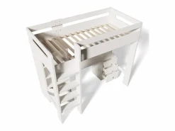 Cama mezzanine de 90x200 cm - con escalera de seguridad de 4 peldaños - con mesa - con estante - con barreras de seguridad - (sin colchón)^ModernLuxe Sale
