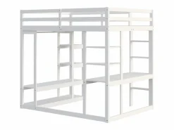 ModernLuxe Cama mezzanine infantil 140x200cm - con escalera - con mesa - con perchero simple - (sin colchón) Blanco Outlet