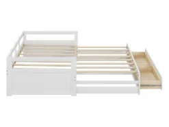 Cama nido 90 x 200 cm con 2 cajones - Madera de pino - somier de láminas -^Merax Online