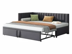 Merax Cama Nido|Cama nido 90/180 x 200 cm en forma de L, Sofá cama - Terciopelo - Somier de láminas - (sin colchón)