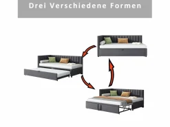 Merax Cama Nido|Cama nido 90/180 x 200 cm en forma de L, Sofá cama - Terciopelo - Somier de láminas - (sin colchón)