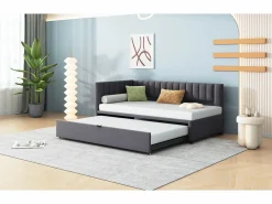Merax Cama Nido|Cama nido 90/180 x 200 cm en forma de L, Sofá cama - Terciopelo - Somier de láminas - (sin colchón)