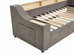 Cama nido 2 x 80 x 200 cm con almacenamiento y puerto USB en tela - ORAVAYA^Vente-unique Sale