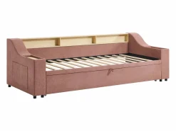 Cama nido 2 x 80 x 200 cm con almacenamiento y puerto USB de tela - ORAVAYA^Vente-unique Hot