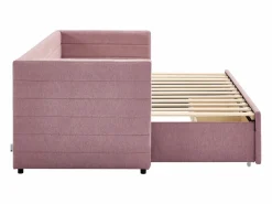Vente-unique Cama Diván|Cama Nido|Cama nido 2 x 80 x 200 cm con somier de lamas y cajones en tejido texturizado - CAMITY