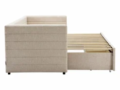 Vente-unique Cama Diván|Cama Nido|Cama nido 2 x 80 x 200 cm Con somier y cajones de tela texturizada - CAMITY