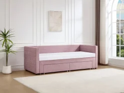 Cama nido 2 x 80 x 200 cm en tela texturizada + colchón - CAMITY^Vente-unique New