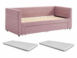 Cama nido 2 x 80 x 200 cm en tela texturizada + colchón - CAMITY^Vente-unique New