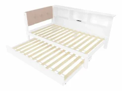 Cama nido blanca de 90x200cm con iluminación LED, almacenaje, USB (sin colchón)^Hauss Spole New