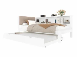 Cama nido blanca de 90x200cm con iluminación LED, almacenaje, USB (sin colchón)^Hauss Spole New