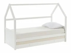 Vente-unique Cama nido cabaña 2 x 90 x 190 cm de madera de pino - HURRA Blanco Clearance
