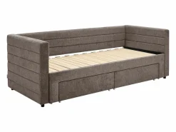 Vente-unique Cama Diván|Cama Nido|Cama nido CAMITY 2 x 80 x 200 cm con somier de láminas y cajones en tejido texturizado color