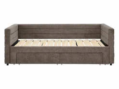 Vente-unique Cama Diván|Cama Nido|Cama nido CAMITY 2 x 80 x 200 cm con somier de láminas y cajones en tejido texturizado color