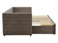 Vente-unique Cama Diván|Cama Nido|Cama nido CAMITY 2 x 80 x 200 cm con somier de láminas y cajones en tejido texturizado color