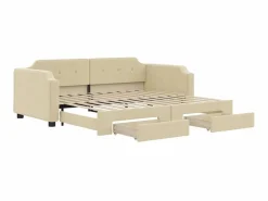 Cama nido con cajones tela color 90x200 cm ES221578 Crema