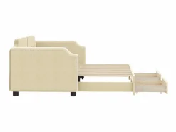 Cama nido con cajones tela color 90x200 cm ES221578 Crema