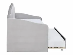 Vente-unique Cama Terciopelo|Cama Diván|Cama nido con forma de concha 2 x 90 x 190 cm terciopelo + colchón - ELUSIA