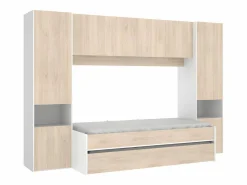 Vente-unique Cama nido con puente y compartimentos 90 x 190 cm - Color roble y blanco SELENA Color natural claro Sale